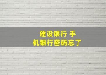 建设银行 手机银行密码忘了